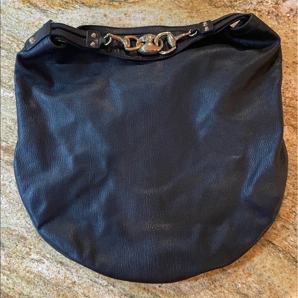 Gucci Black Leather Horsebit Hobo Bag
